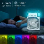 10 Inches | Large Size Portable Mist Cooling Fan | Usb Electric Fan With Led Night Light, Fine Mist Water, And Humidifier Function | Led Night Light Water Mist | Random Color - Image 7